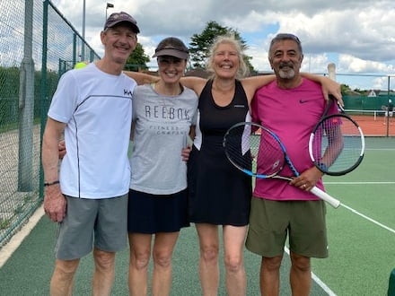 Wargrave Tennis Mixed Doubles Team John Fiona Bev Raman July 2024